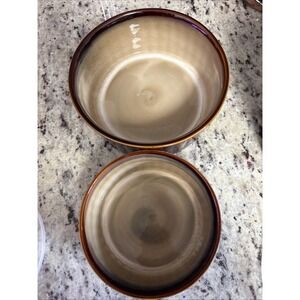 Sango Nova Brown 4933 Ceramic Bakeware Round Casseroles 6.5" And 8" Set Of 2